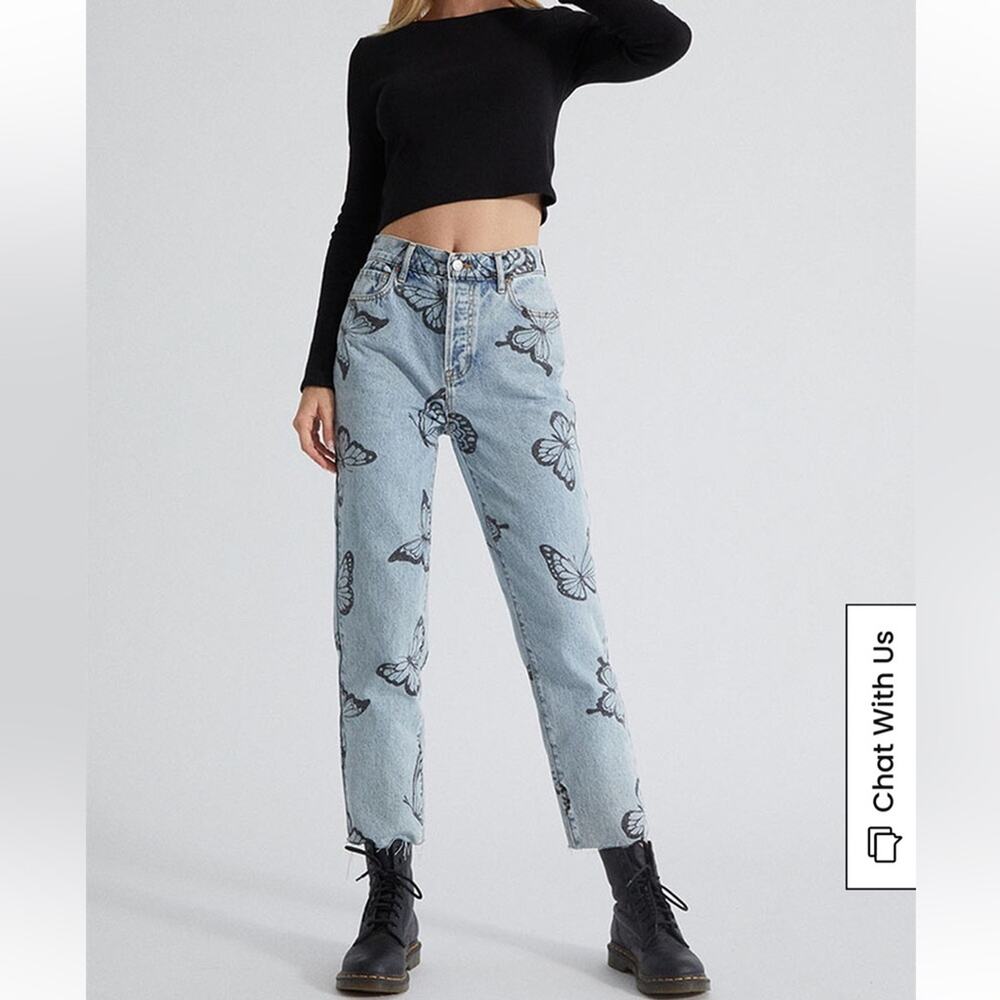 Pacsun Eco Butterfly High Waisted Straight Leg Jeans Size 28